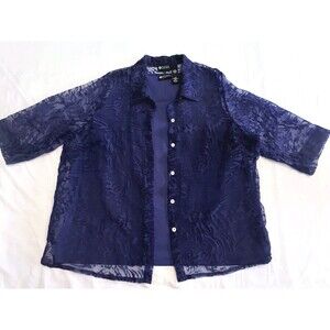 Maggie Barnes Purple Blouse Plus Size 20W Top & Cardigan Set Mesh Shirt